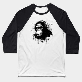 Ink Splattered Chimpanzee Baseball T-Shirt